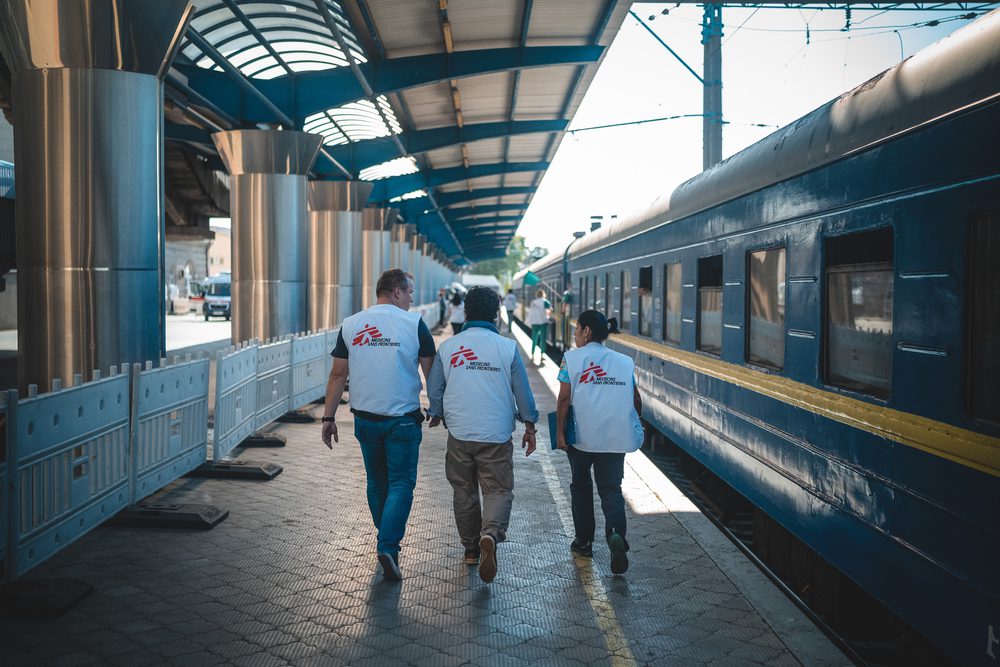 El equipo de MSF en el tren medicalizado en Ucrania