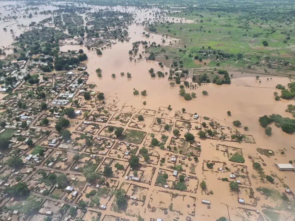Vista aérea de las inundaciones masivas en Koukou, en el este de Chad.