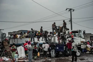 Personas desplazadas en Goma, República Democrática del Congo, a causa de la violencia.