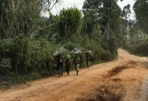 Algunas personas desplazadas regresan al sitio de Rho.