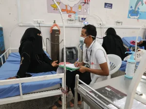 En un hospital de MSF donde se trata la desnutrición infantil en Yemen.