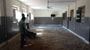 Contrucción de pabellones en la planta baja del Hospital pediátrico, Malakal, Sudán del Sur, 2024.