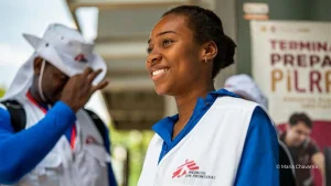 Campamento de personas migrantes en CDMX