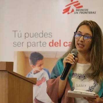 Nancy Guerrero Castillo, directora general de Médicos Sin Fronteras para Sudamérica de habla hispana, en el taller sobre crisis climática realizado en Bogotá, Colombia