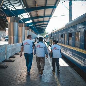 El equipo de MSF en el tren medicalizado en Ucrania