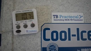 Ensayo clínico TB-PRACTECAL. Caja de refrigeración médica para el transporte de muestras (sangre/esputo) desde el punto de recogida de muestras hasta el laboratorio, utilizada para el ensayo clínico TB-PRACTECAL.