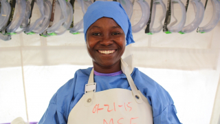 Siannie Beyan, psychosocial assistant at the Ebola Management Center in Monrovia