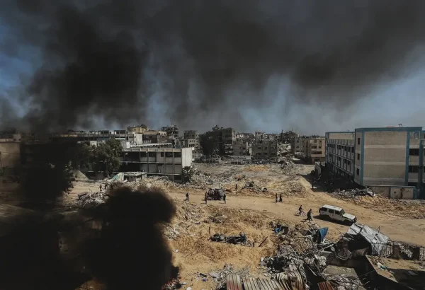 Vista de Jan Yunis (Khan Younis) desde el techo del Hospital Nasser. abril, 2024.