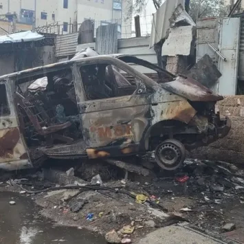Una ambulancia de MSF destruida en diciembre de 2023 en la ciudad de Gaza. Palestina, noviembre de 2024.