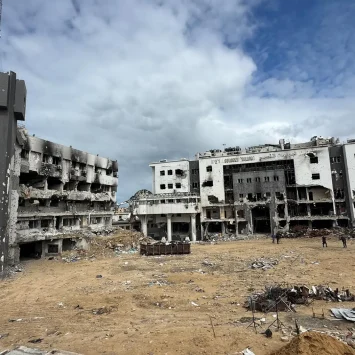 El recinto hospitalario Al Shifa, gravemente destruido en la ciudad de Gaza, Gaza, Palestina, febrero de 2025.