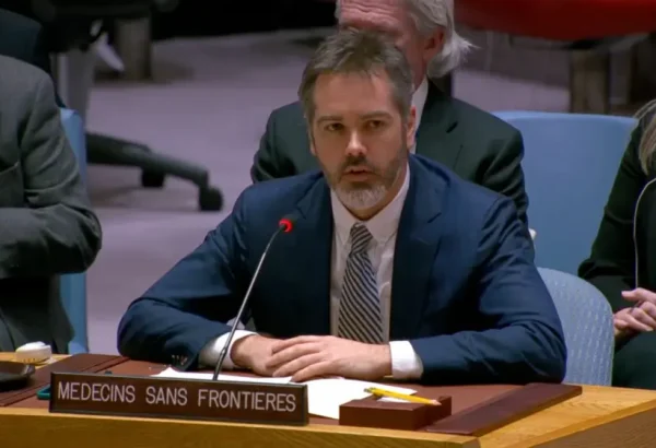 Cristopher Lockyear, secretario general de MSF, durante su intervención ante el Consejo de Seguridad de la ONU.