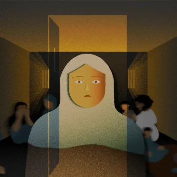 Ilustraciones que representan el testimonio de un sobreviviente de una detención en Siria, julio de 2025.