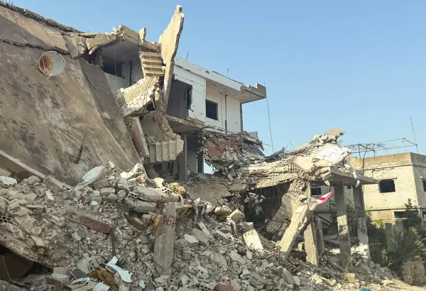 Muchos edificios siguen destruidos en el sur del Líbano un año después de la escalada de la guerra israelí en el Líbano, Aita ash-Shaab, agosto de 2025.