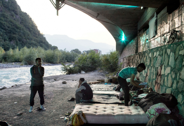 Bolzano, under a bridge by the river