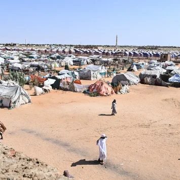 Personas desplazadas sudaneses en el campo de Al-Mina Al Muwahad en El Obeid, Sudán.