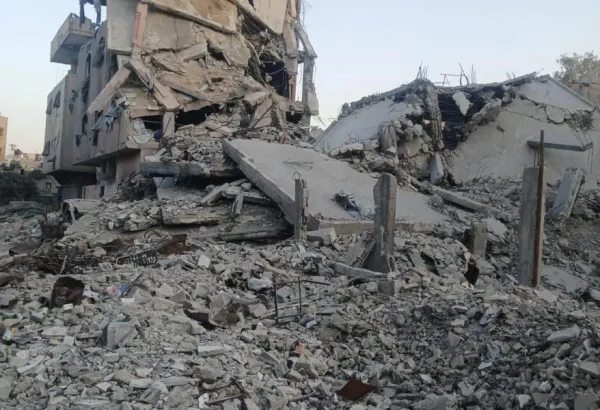 Edificio reducido a escombros donde estaba la casa de Sabreen Almaseri, en Ciudad de Gaza